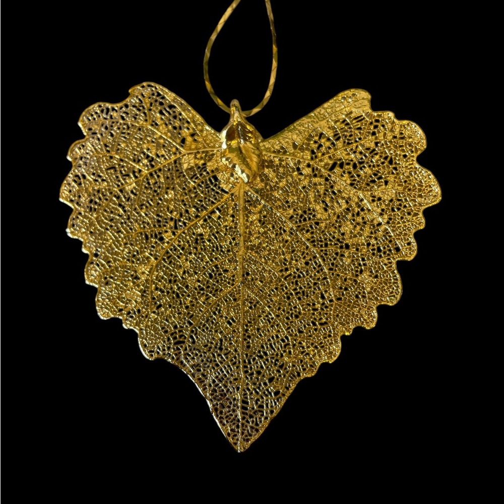 24k Gold Plated Hand Dipped Cottonwood Leaf Penda… - image 4